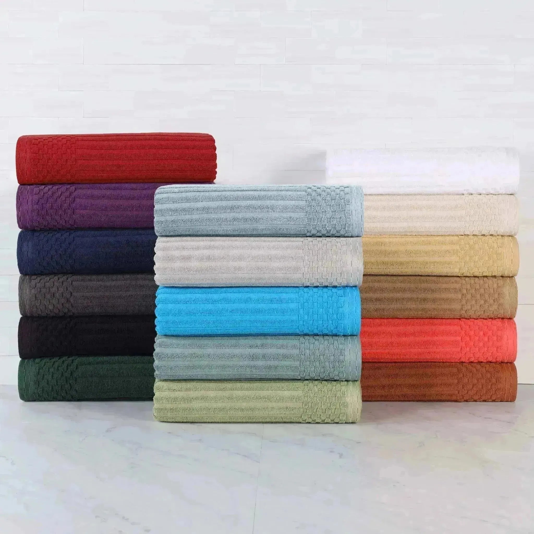 Cotton Rib Textured Ultra-Absorbent Bath Towel Set of 2