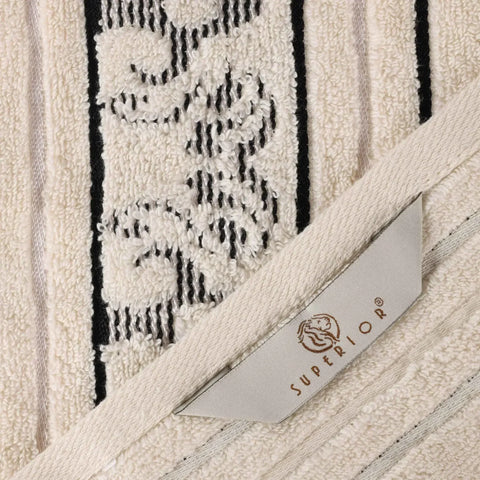 Sadie Zero Twist Cotton Elegant Floral Motif Absorbent Jacquard 6 Piece Towel Set