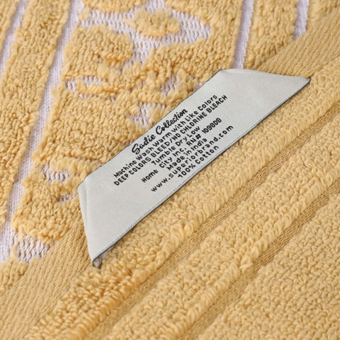 Sadie Zero Twist Cotton Elegant Floral Motif Absorbent Jacquard 6 Piece Towel Set