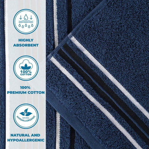 Sadie Zero Twist Cotton Absorbent Solid 6 Piece Towel Set