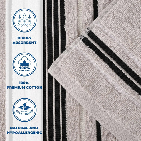 Sadie Zero Twist Cotton Absorbent Solid 6 Piece Towel Set
