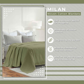 Milan Cotton Textured Jacquard Striped Lightweight Woven Blanket