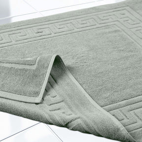 100% Cotton Absorbent Greek Key Border Solid 2 Piece Bath Mat Set