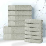 Cotton Waffle Border Towel Set 12-Piece - Honeycomb