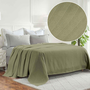 Milan Cotton Textured Jacquard Striped Lightweight Woven Blanket