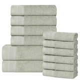 Cotton Waffle Border Towel Set 12-Piece - Honeycomb
