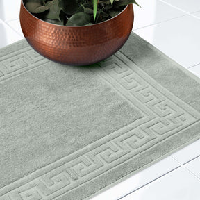 100% Cotton Absorbent Greek Key Border Solid 2 Piece Bath Mat Set