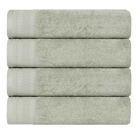 Honeycomb Textured Waffle Border Cotton Bath Towels, Set of 4