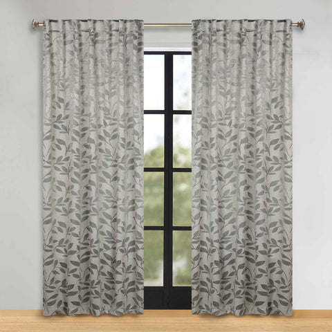 Leaves Room Darkening Back Tabs Blackout Curtain Panels, Set of 2