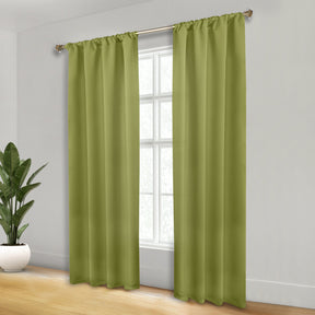 Solid Room Darkening Rod Pocket Blackout Curtain Panels, Set of 2