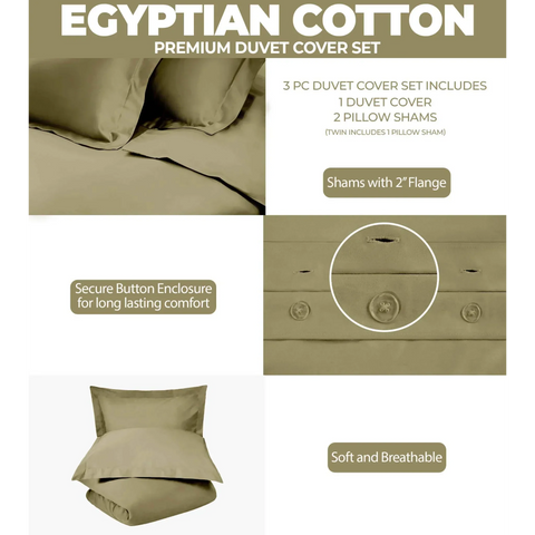 400 Thread Count Egyptian Cotton Solid Duvet Cover