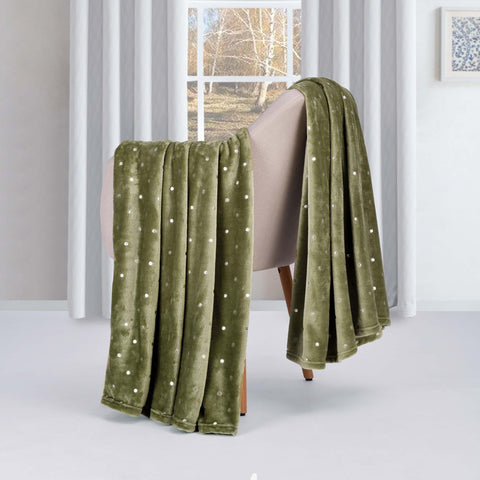 Fleece Plush Medium Weight Fluffy Soft Decorative Polka Dot Blanket