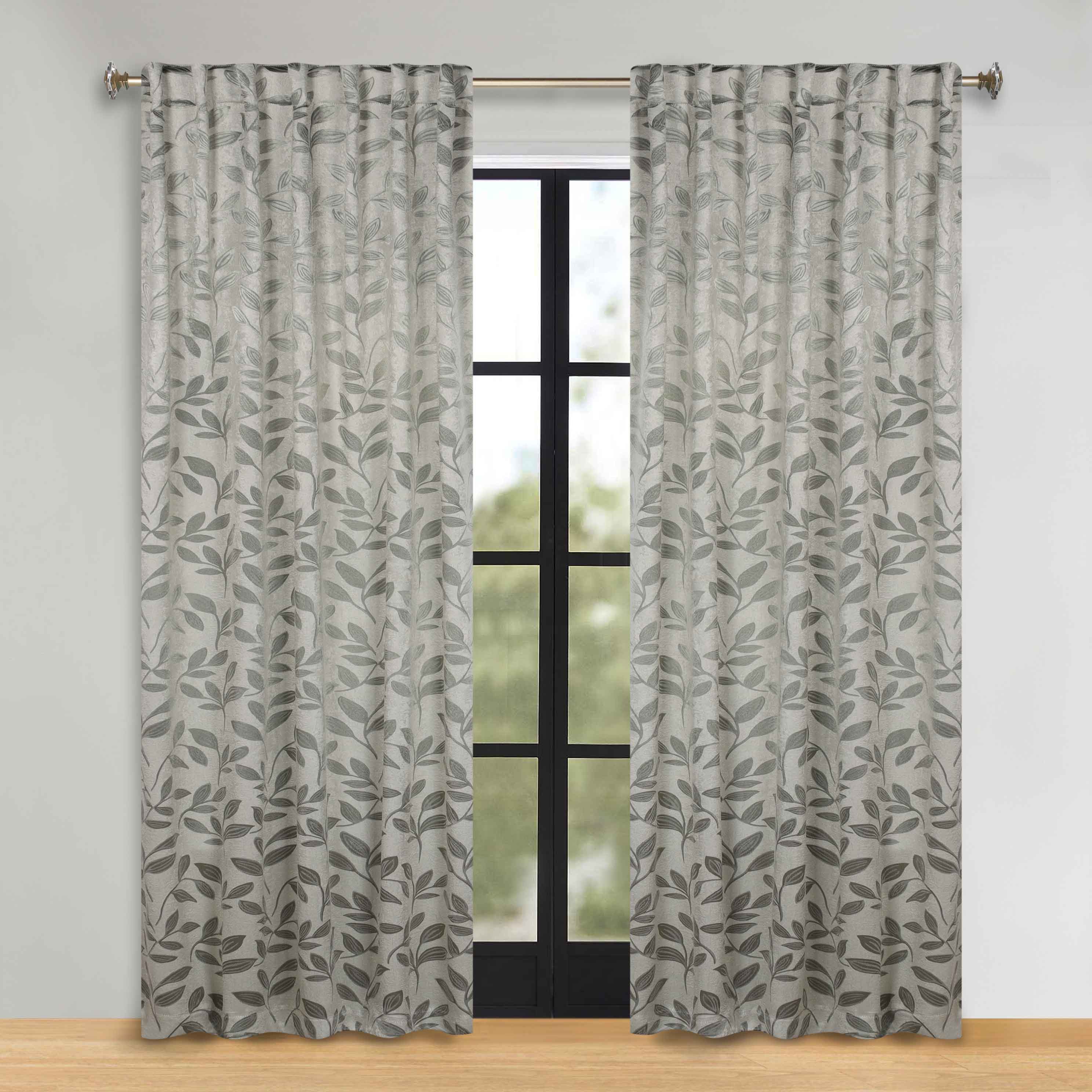 Leaves Room Darkening Back Tabs Blackout Curtain Panels, Set of 2