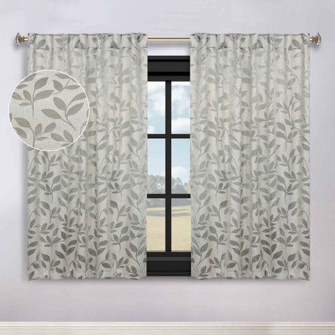 Leaves Room Darkening Back Tabs Blackout Curtain Panels, Set of 2