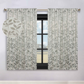 Leaves Room Darkening Back Tabs Blackout Curtain Panels, Set of 2
