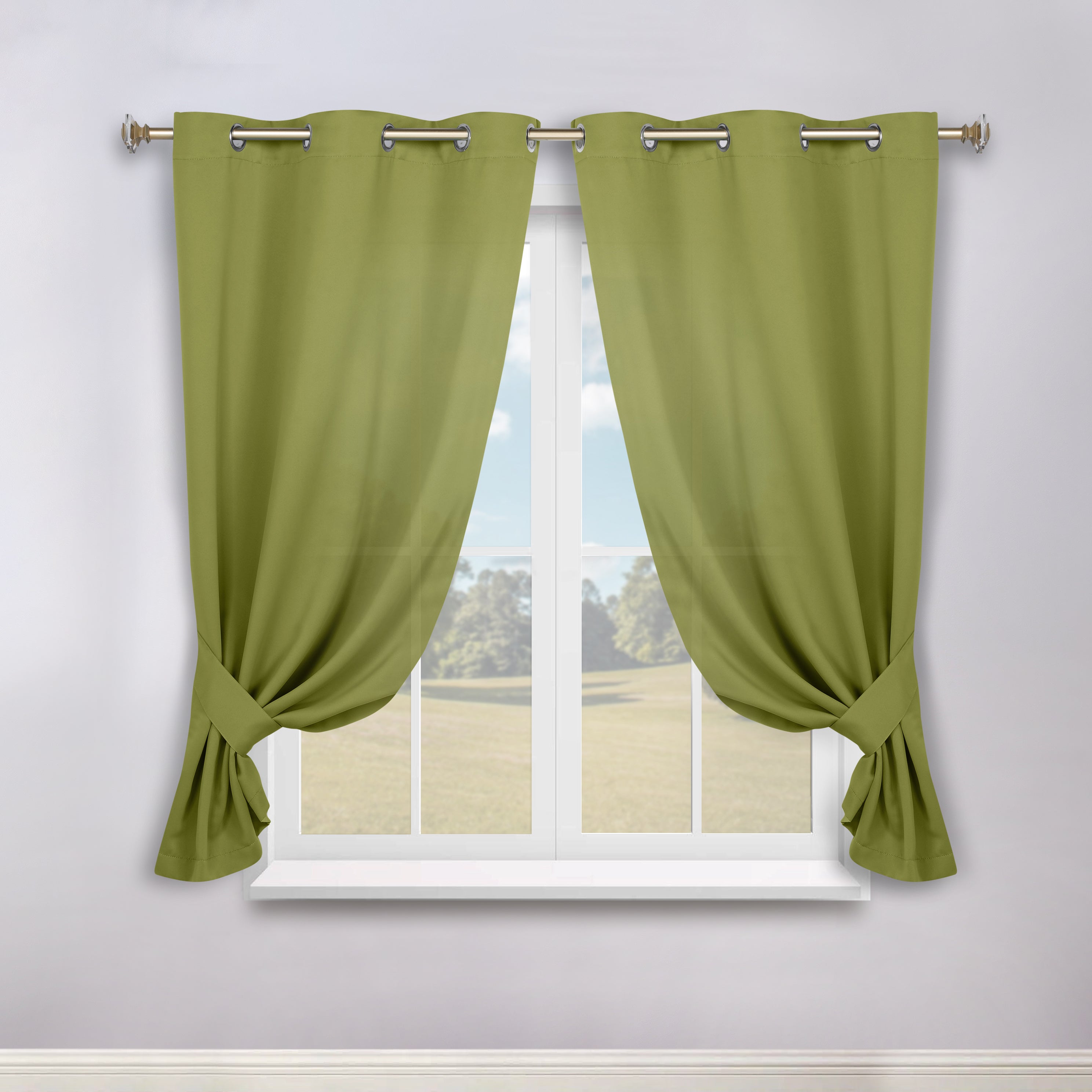 Classic Modern Solid Room Darkening Blackout Curtain Panels, Set of 2