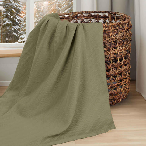 Milan Cotton Textured Jacquard Striped Lightweight Woven Blanket