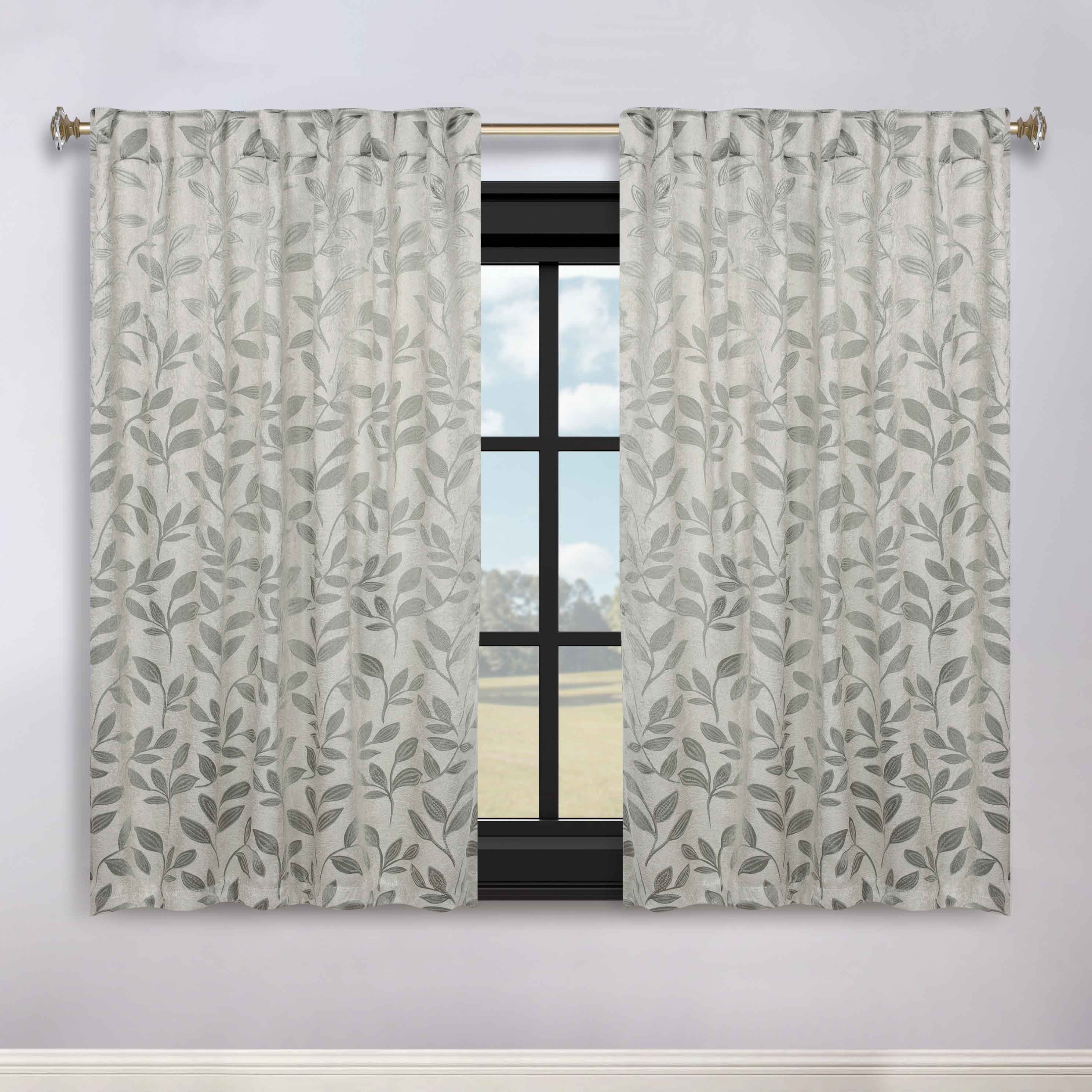 Leaves Room Darkening Back Tabs Blackout Curtain Panels, Set of 2