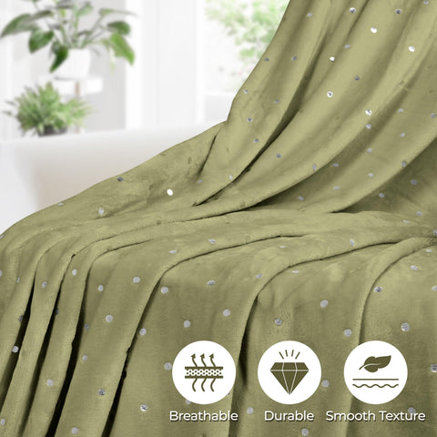 Fleece Plush Medium Weight Fluffy Soft Decorative Polka Dot Blanket