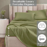 1200 Thread Count Cotton Rich Bed Sheet Set Solid Deep Pocket