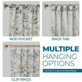 Leaves Room Darkening Back Tabs Blackout Curtain Panels, Set of 2