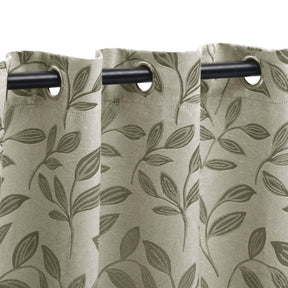 Leaves Machine Washable Room Darkening Blackout Curtains 4 Pieces