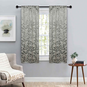 Leaves Room Darkening Washable Blackout Curtain Panels, Set of 2