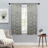 Leaves Room Darkening Washable Blackout Curtain Panels, Set of 2
