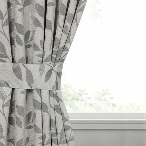 Blackout Window Curtains Leaves Pattern Room Darkening Set of 2