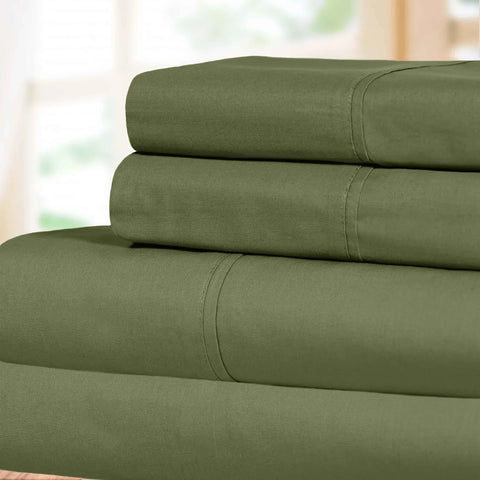 300 Thread Count 100% Cotton Sheet Set Percale Solid Deep Pocket