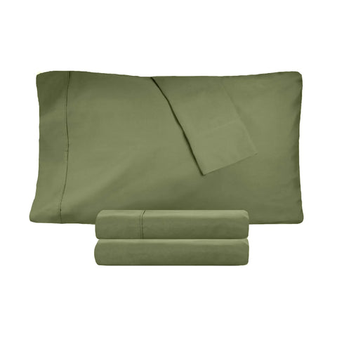 300 Thread Count 100% Cotton Sheet Set Percale Solid Deep Pocket
