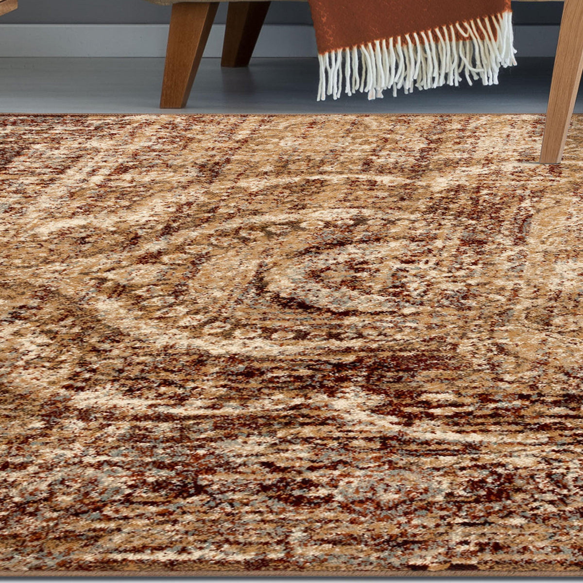 Salford Vintage Abstract Medallion Plush Indoor Area Rug Or Runner