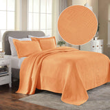 Lightweight Cotton Bedspread Sets 3-Piece Geometric Fret Jacquard Matelassé Scalloped