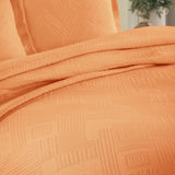 Lightweight Cotton Bedspread Sets 3-Piece Geometric Fret Jacquard Matelassé Scalloped