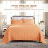 Lightweight Cotton Bedspread Sets 3-Piece Geometric Fret Jacquard Matelassé Scalloped