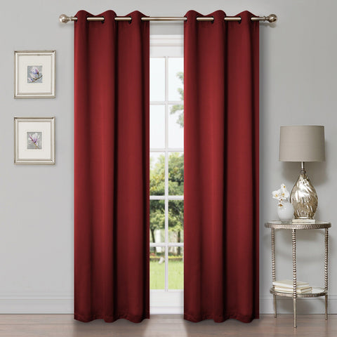 Modern Blackout Window Curtains Solid Room Darkening Set of 2