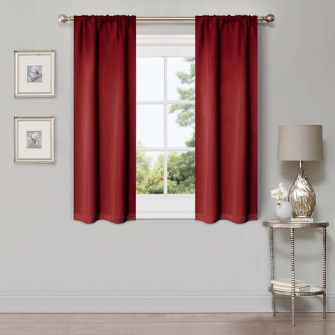 Modern Blackout Window Curtains Solid Room Darkening Set of 2