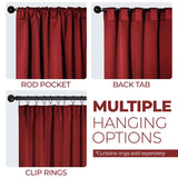 Solid Room Darkening Blackout Curtain Panels, Back Tabs, Set of 2