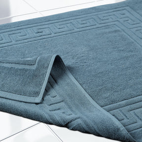100% Cotton Absorbent Greek Key Border Solid 2 Piece Bath Mat Set
