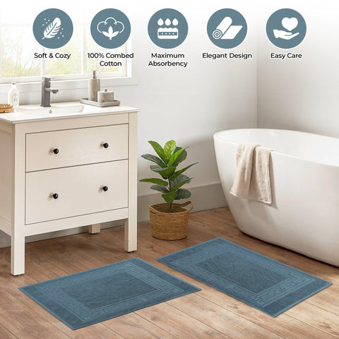 Egyptian Cotton Bath Mat Set of 2 Greek Key Infinity Border