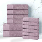 Cotton Waffle Border Towel Set 12-Piece - Honeycomb