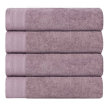 Honeycomb Textured Waffle Border Cotton Bath Towels, Set of 4