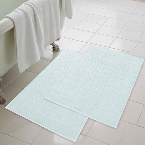 Nora Cotton Thick Solid Checkered Washable Bath Mat Set of 2
