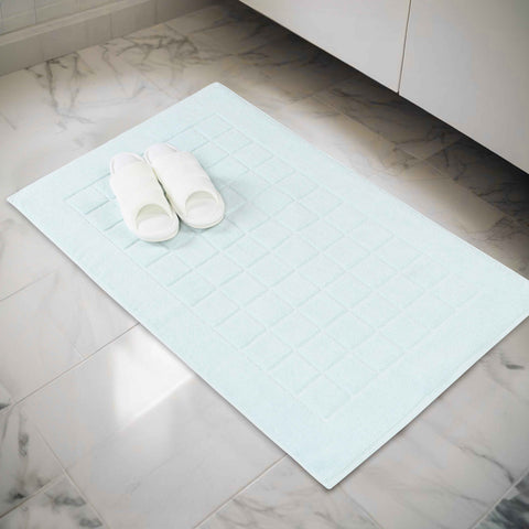 Nora Cotton Thick Solid Checkered Washable Bath Mat Set of 2