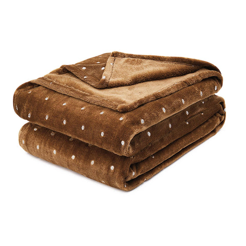 Fleece Plush Medium Weight Fluffy Soft Decorative Polka Dot Blanket