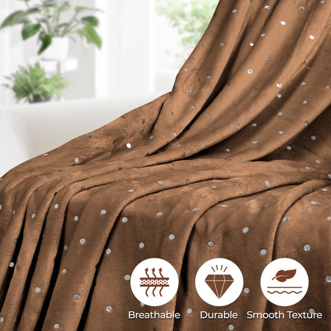 Fleece Plush Medium Weight Fluffy Soft Decorative Polka Dot Blanket