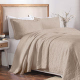 Lightweight Cotton Bedspread Sets 3-Piece Serenity Wedding Ring Jacquard Matelassé