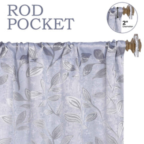 Leaves Room Darkening Washable Blackout Curtain Panels, Set of 2