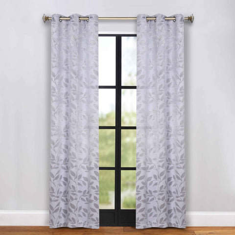 Blackout Curtains Leaves Pattern Room Darkening Grommet 2 Panels