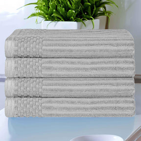 Soho Ribbed Cotton Absorbent Bath Towel Set of 4